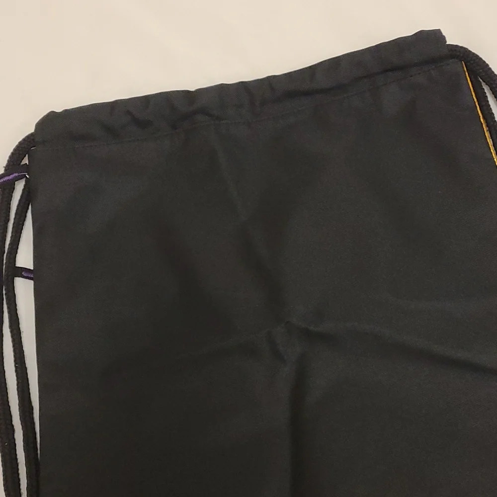 Harlem Wizards Basketball String Bag Travel Bag Bookbag Black Yellow Purple OS
